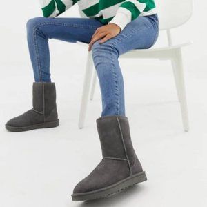 NEW Ugg Classic Short II Real Lamb Fur Gray Casual Winter Boots 7